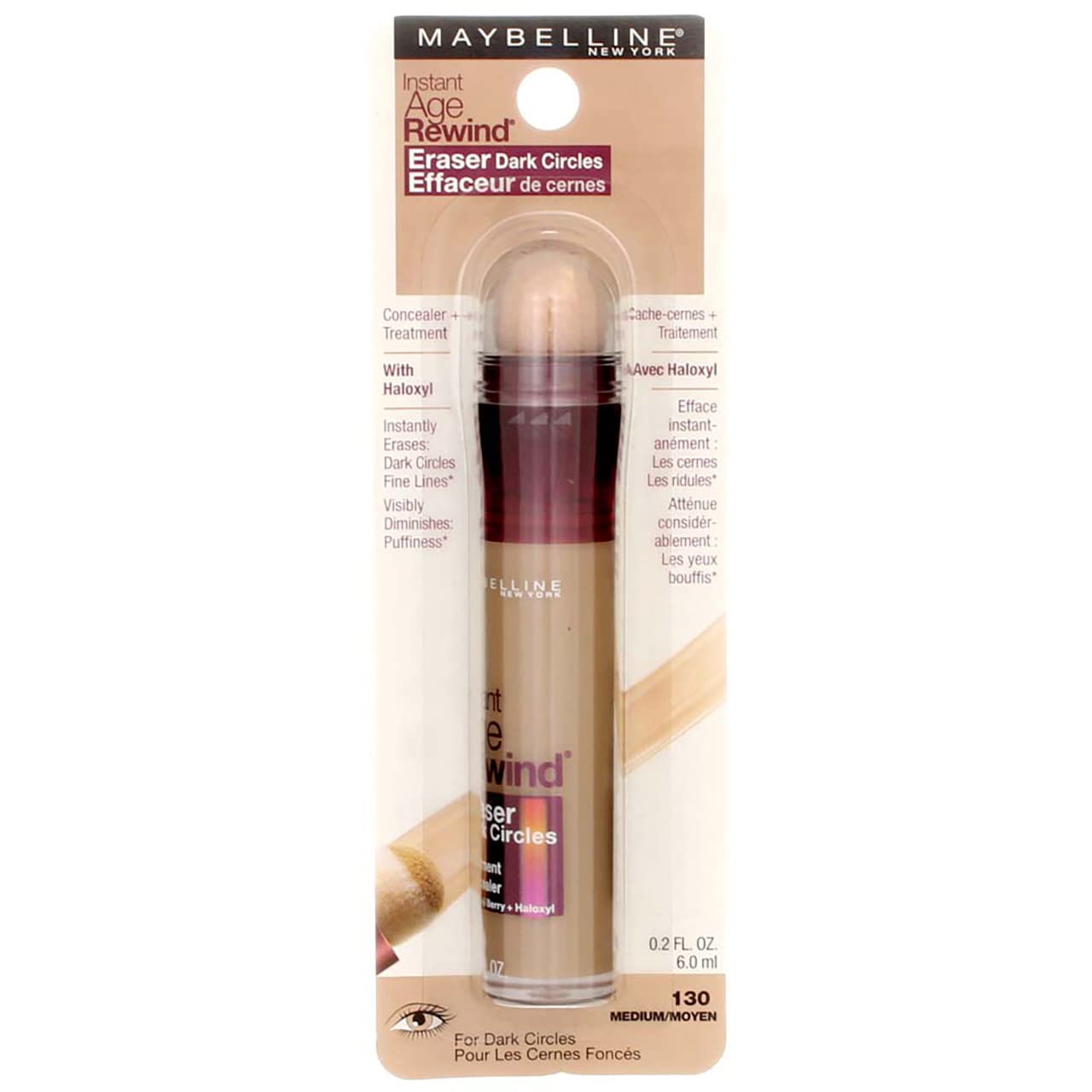 Maybelline Instant Age Rewind Eraser Dark Circles Treatment Multi-Use Concealer, 100, 1 Count (Packaging May Vary)