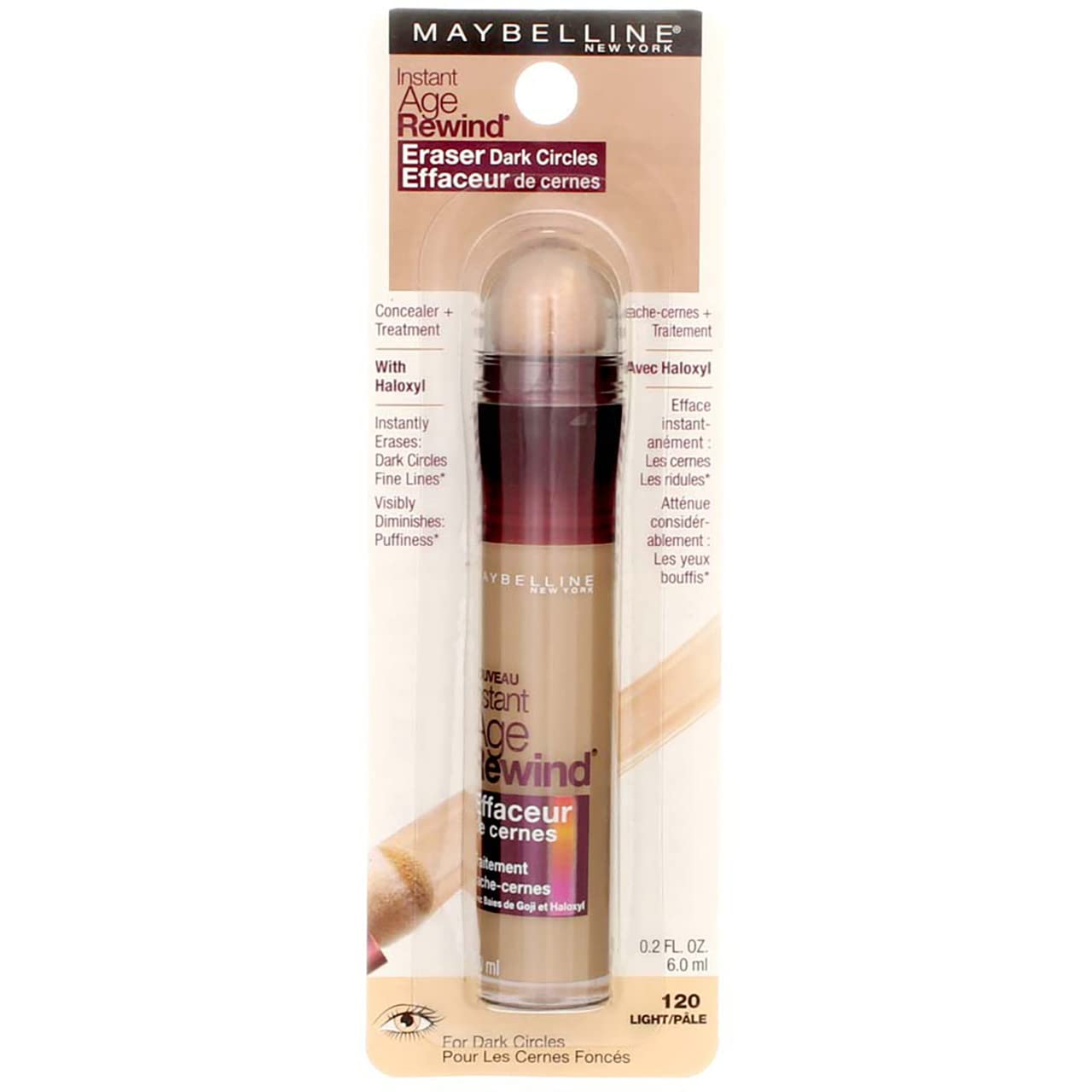 Maybelline Instant Age Rewind Eraser Dark Circles Treatment Multi-Use Concealer, 100, 1 Count (Packaging May Vary)